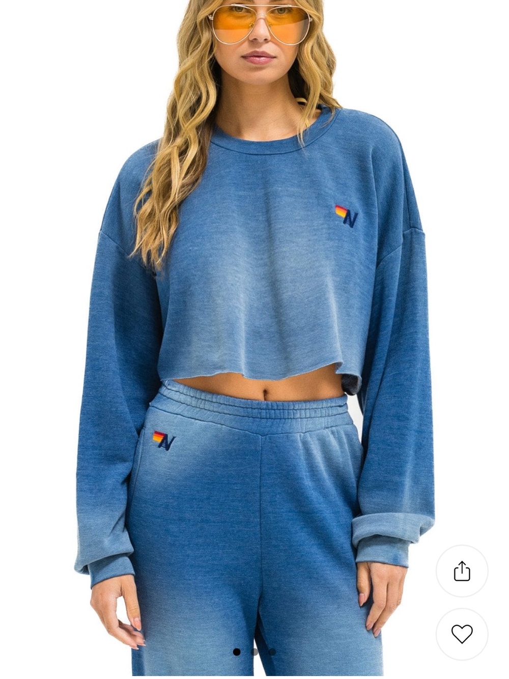 Aviator Nation Blue Ombre Cropped Sweatshirt & Joggers Set